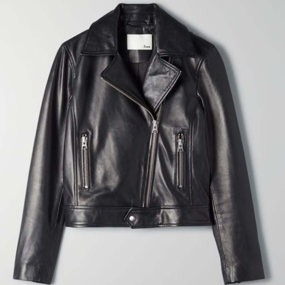 Wilfred Free Black Leather Moto Biker Jacket